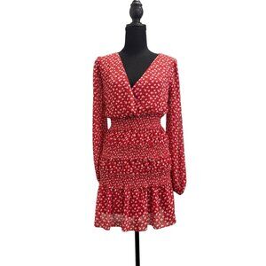 SOCIALITE red floral fit & flare mini tiered ruffle dress feminine Size Small